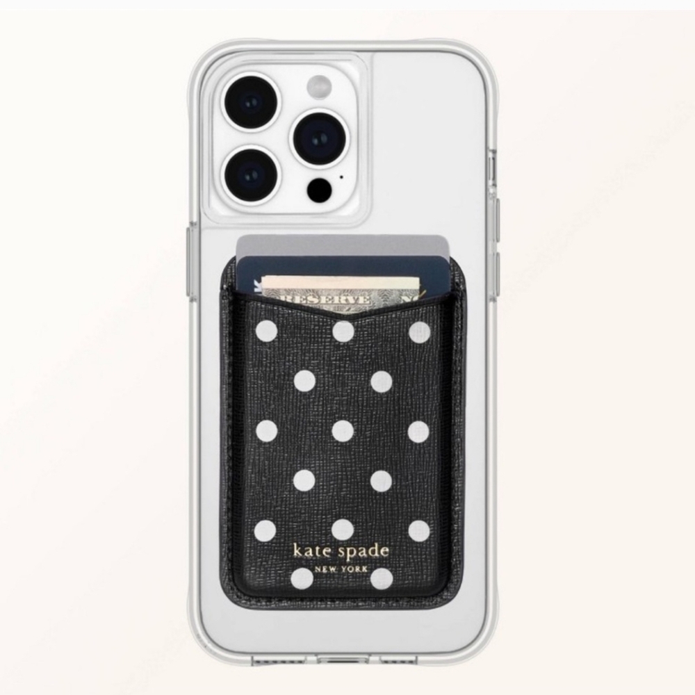 Kate Spade x Target Black Polka Dot Magnetic Phone Card Holder NWT/NIB - Picture 6 of 6